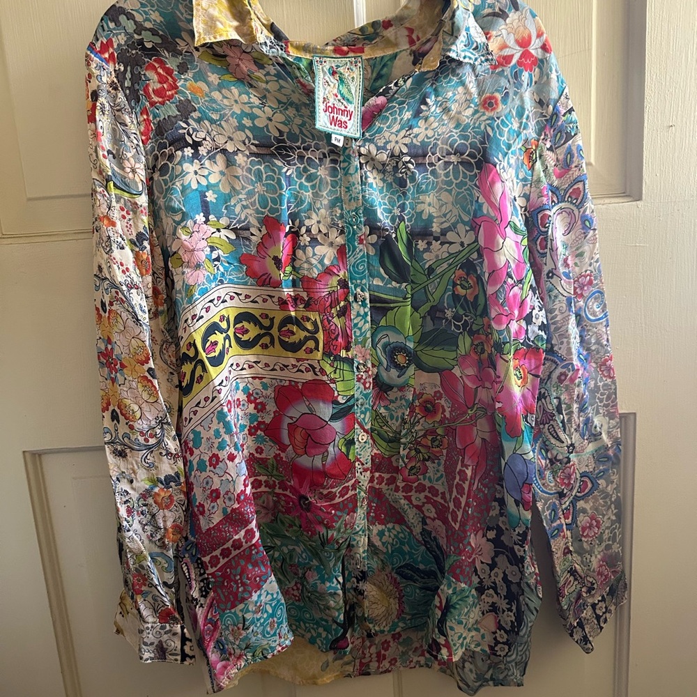 Johnny Was | PM| Colorful Floral Long Sleeve Blouse - Picture 2 of 8